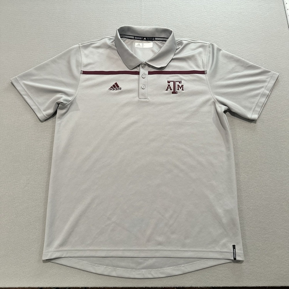 adidas Texas A&M Aggies Gray Men's Polo Shirt Size L NCAA College Team Apparel